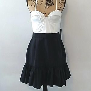 NWT Jill Stuart Black & White Strapless Corset Mini Dress